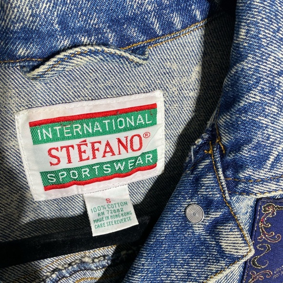 International Stefano, sportswear jean jacket size large acid wash blue - Picture 5 of 6